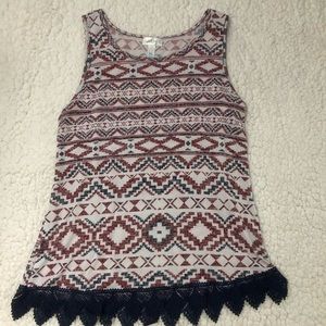 Maroon white and blue wide strap tank top